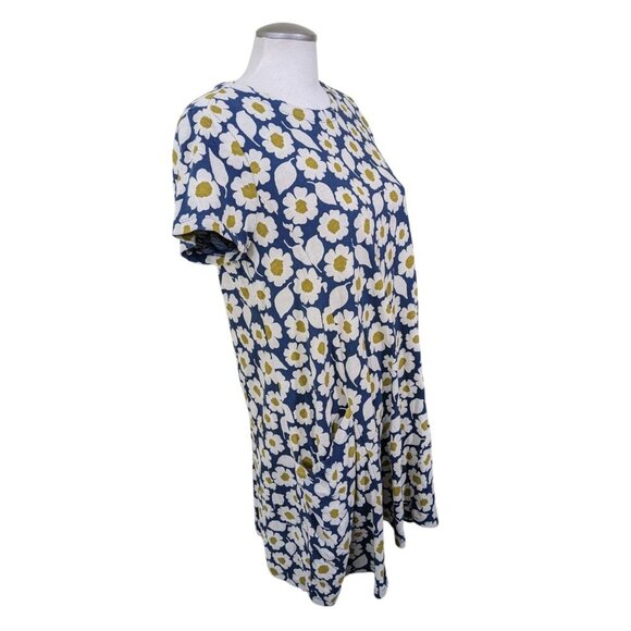 Seasalt Cornwall Dress US 8 Daisy Floral Navy Blue Olive Green Cotton Pockets - Picture 2 of 6